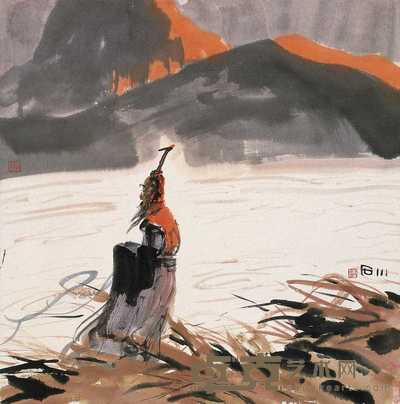 傅小石 人物 立轴 68×67.5cm